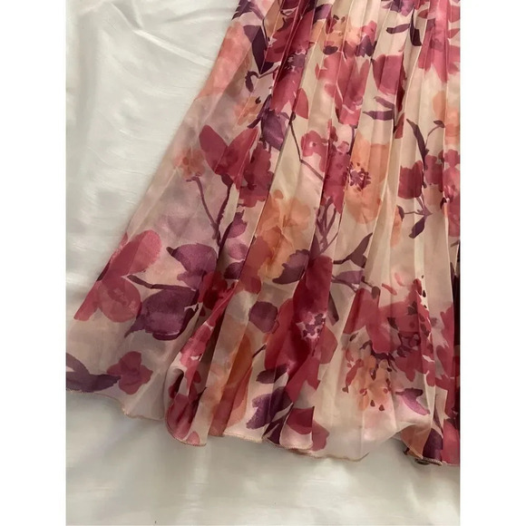 Zara Metallic Thread Floral Print Pleated Midi Skirt - Picture 9 of 12